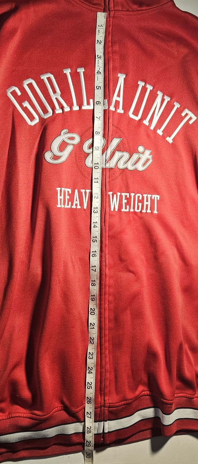Vintage Red White G Unit Heavyweight Embroidered Full Zip Jacket 2XL Nice