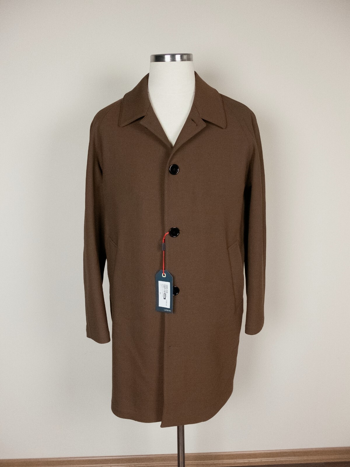 (NO CUSTOMS TAX) LARDINI easy wear brown wool blend overcoat Size 40 US / 50 IT