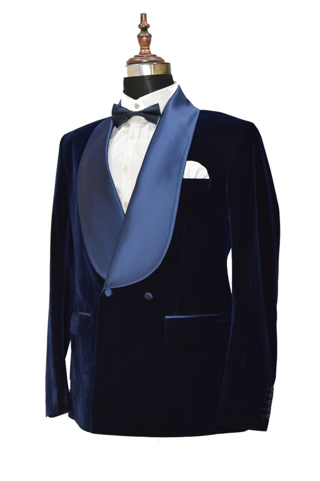 Men Navy Blue Smoking Jacket Designer Elegant Luxury Party Wear Blazers Coats