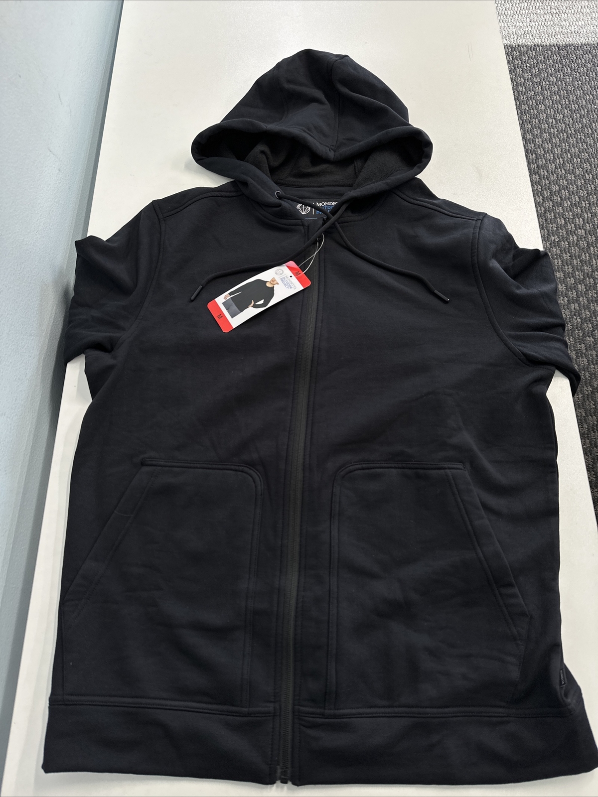 Mondetta Mens Full Zip Hooded jacket Black Medium M Stretch NEW Medium