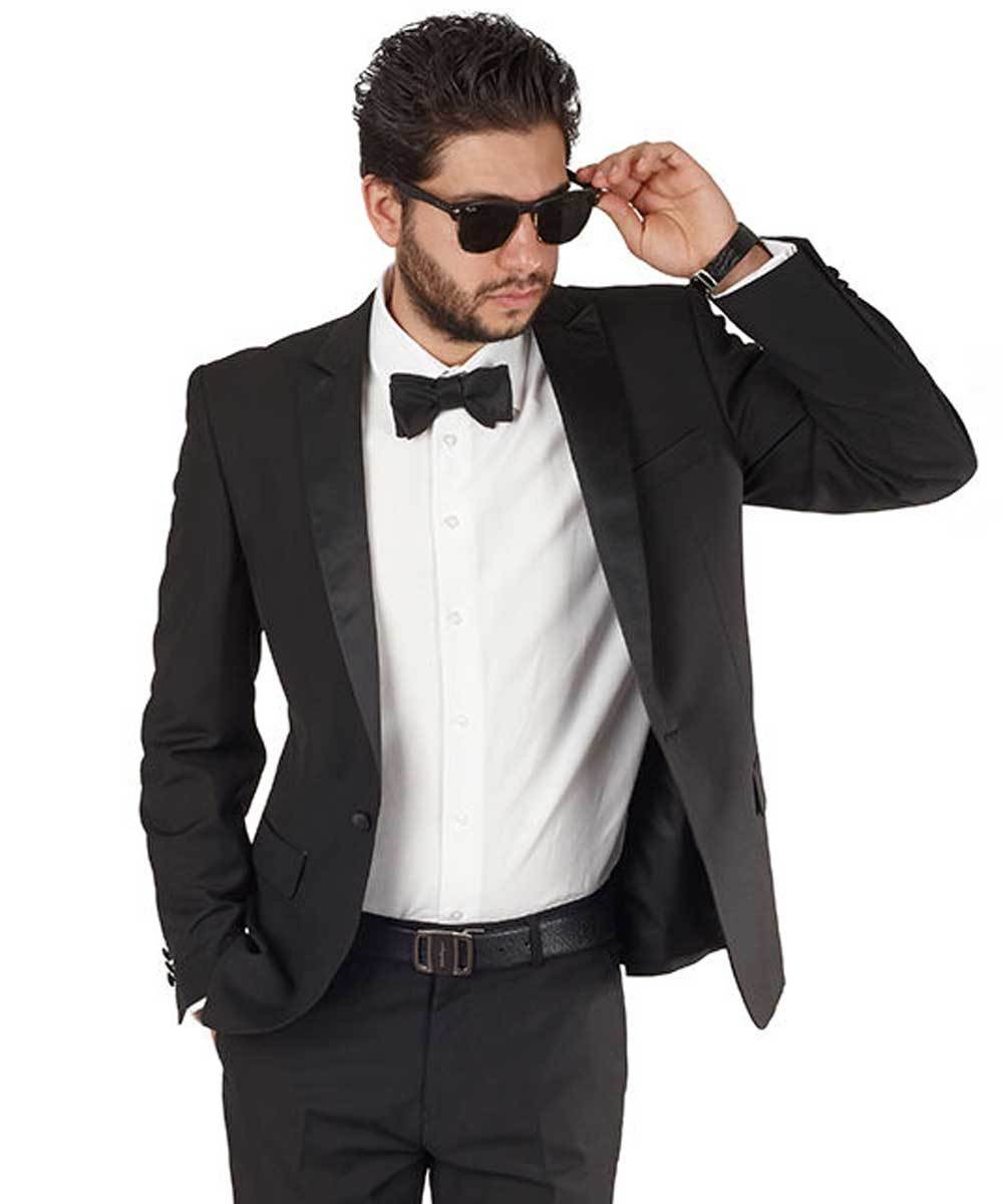 Slim Fit 1 Button Peak Lapel Tuxedo Jacket Satin Collar Dinner Blazer AZAR MAN