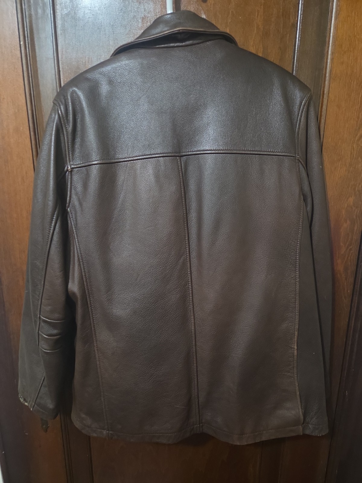 Wilson’s Leather Jacket Men’s Large Thinsulate Inner Ribbed Trim Front Zip Brown