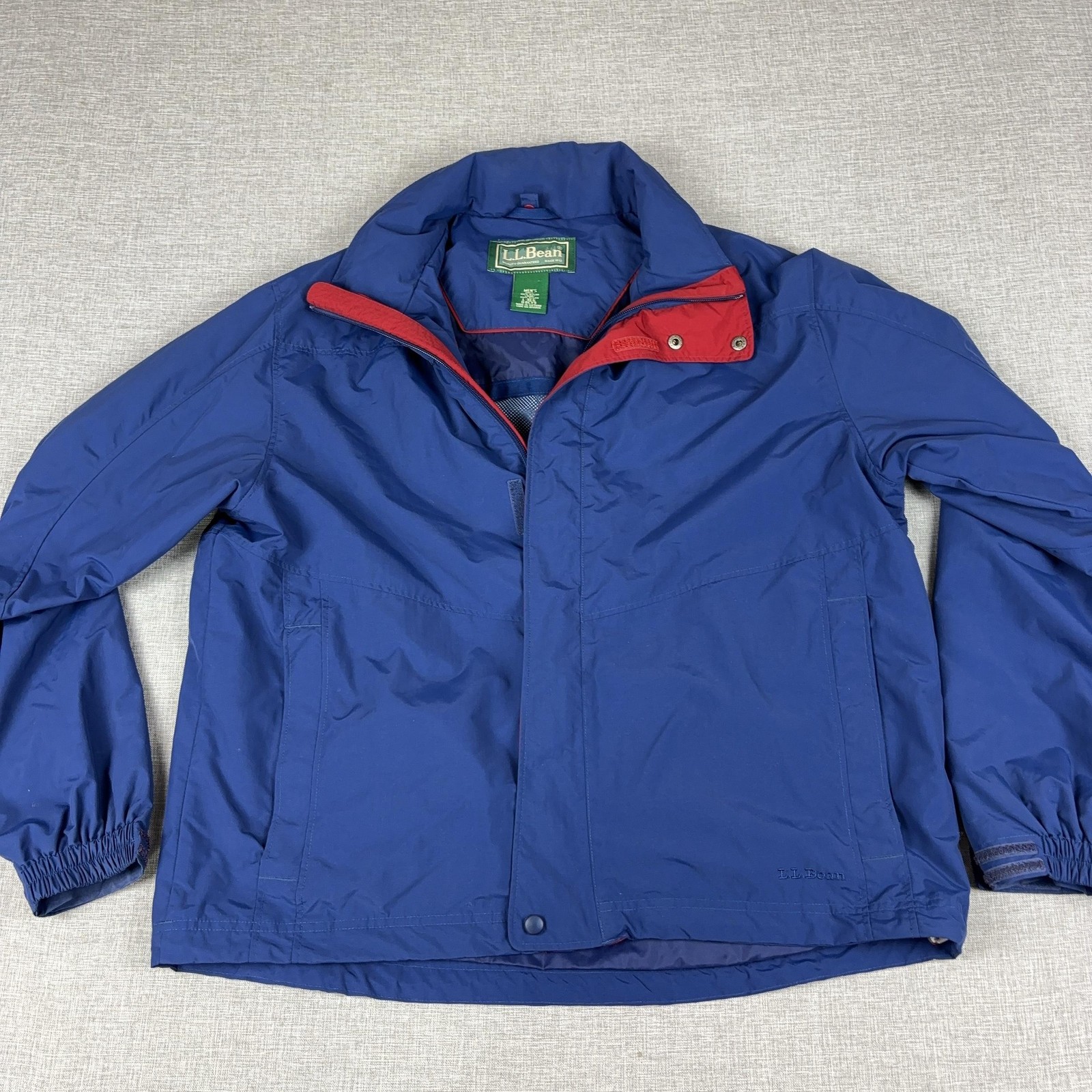 Vintage L.L. Bean Jacket Mens L Blue Windbreaker Softshell Lined Full Zip Travel