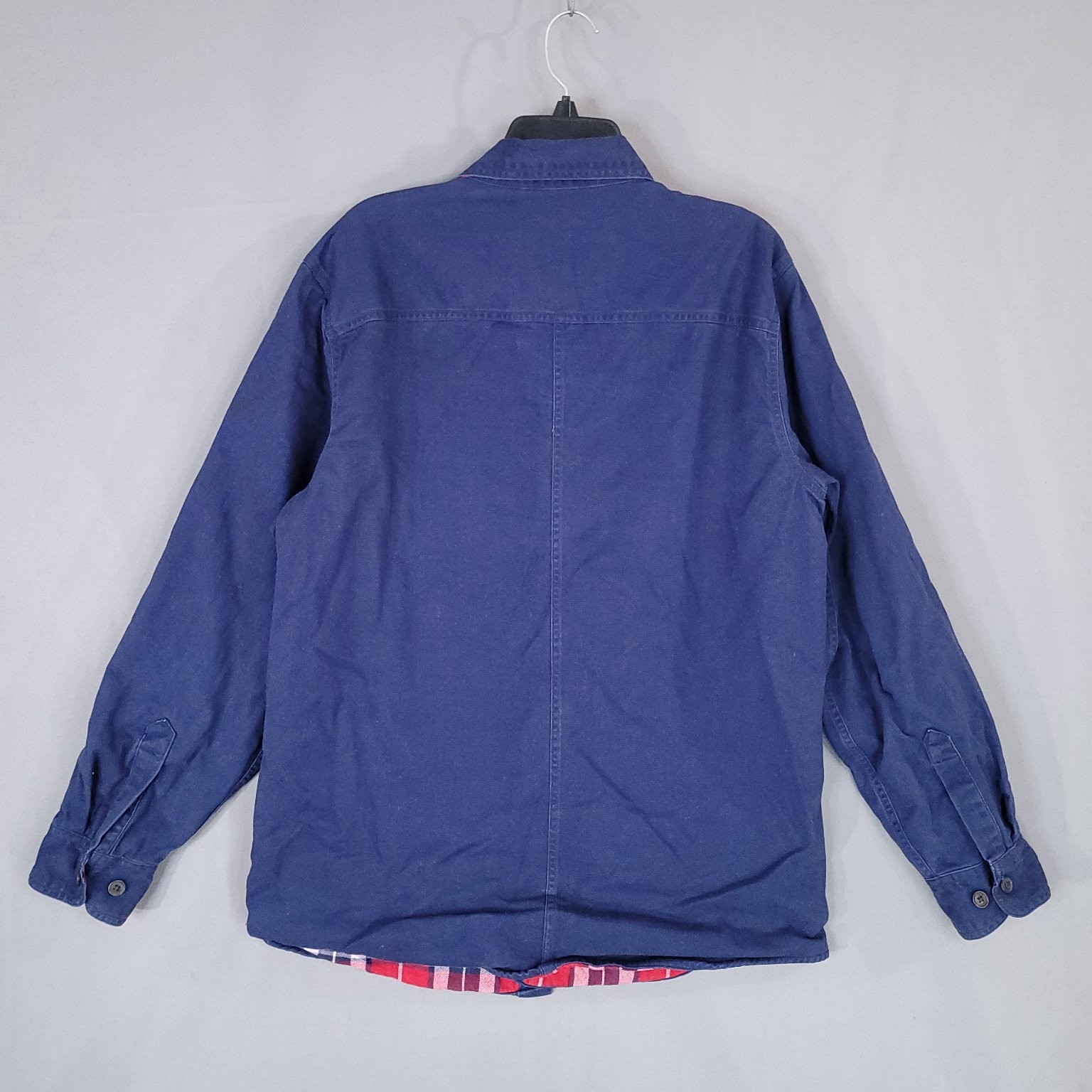 Lands’ End Jacket Men’s M 38-40 Navy Blue Flannel Lined Cotton Spandex
