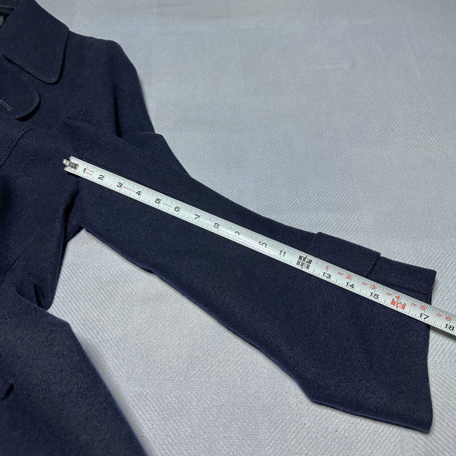Vintage Carson Pirie Scott Navy Wool Double Breasted Overcoat Men’s Size 44R
