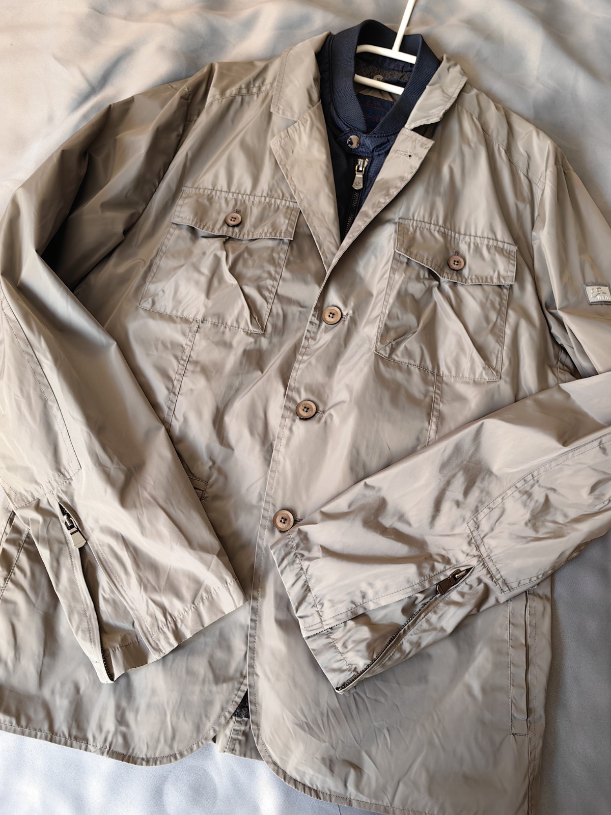 Yes-Zee Men Jacket/Coat size 2XL Fit US L-XL Gray Polyester Urban Chic