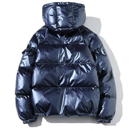Men’s Winter Warm Coat Shiny Hooded Cotton Jacket Bubble Puffer Casual Overcoat