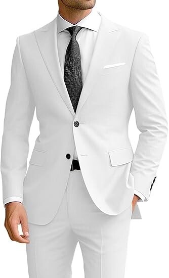 Men’s 2Pcs Suit Slim Fit Suits for Men Two Button Blazer Formal Business Jacket