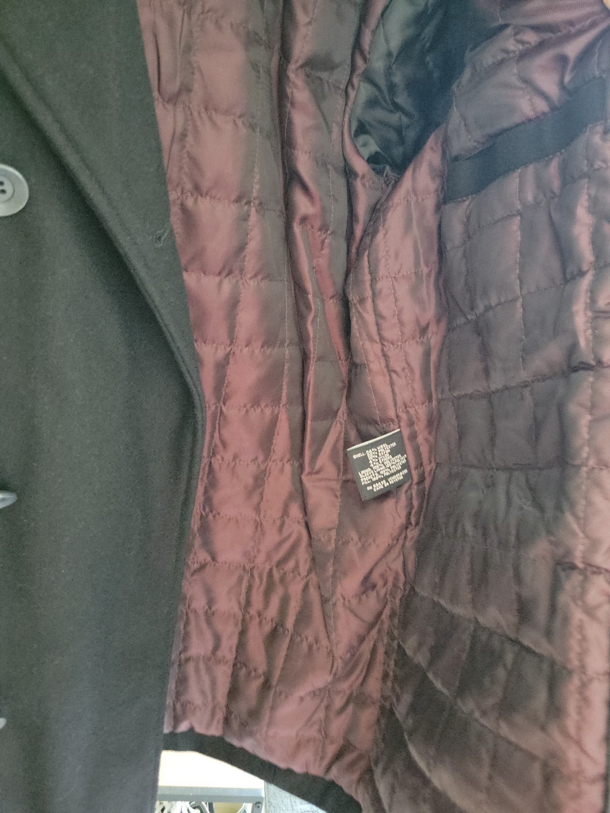 Men’s Black Rivet Wool Blend Four Button Outer Coar/Jacket Size Large