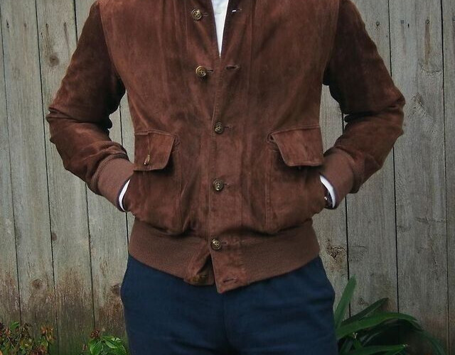 Men Brown Pure Suede Leather Jacket Slim Fit Trucker Jacket Custom Size S M L XL