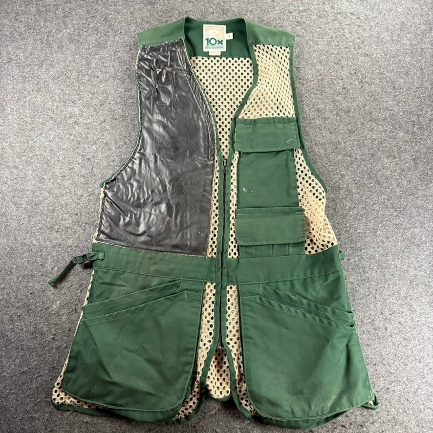 10X Shooting Clay Skeet Trap Vest Men’s Green Mesh Pockets Padded Shoulder M