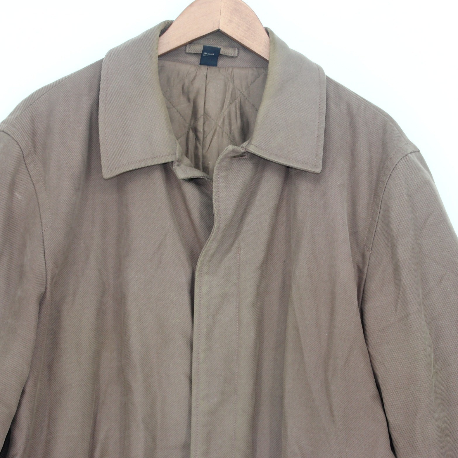 J.Crew Mens Brown Twill Quilted Lined Car Coat Jacket Solid Heritage L Read