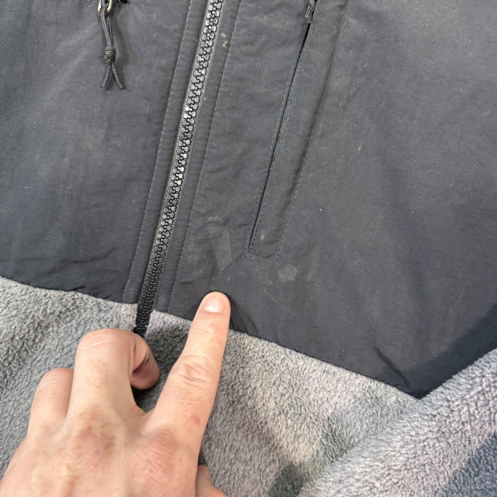 The North Face Jacket Mens Large Denali Grey Black Polartec Full Zip Fleece