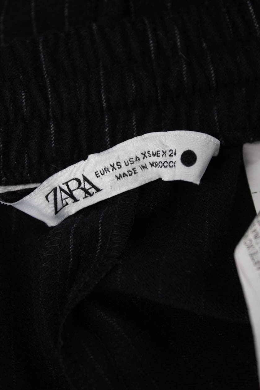 Zara Mens 2 Piece Dark Blue Striped Suit Jacket Pants Size XS