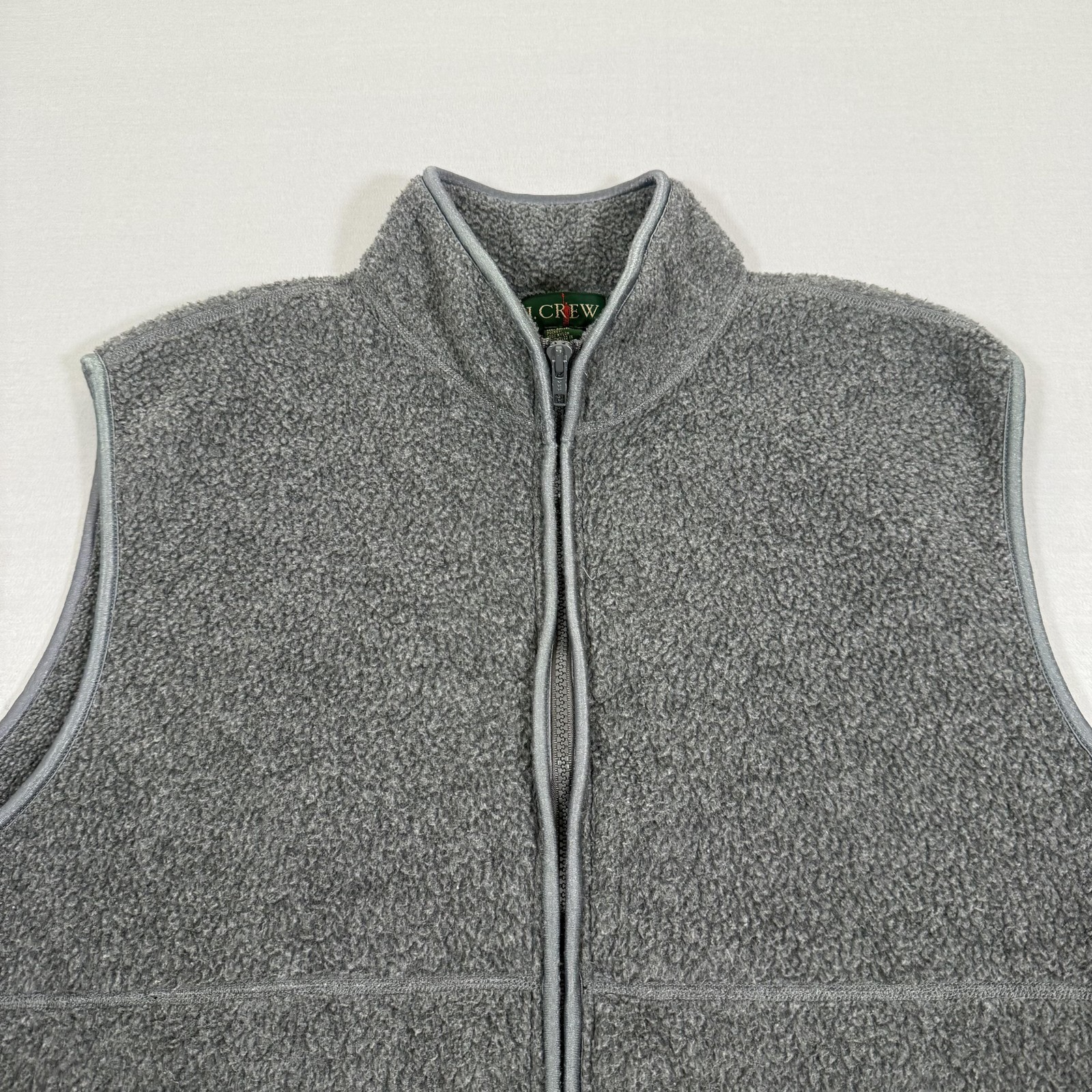 Vintage J Crew Vest Mens Large Gray Oarsman Fleece Deep Pile Zip Up Outdoors 90s